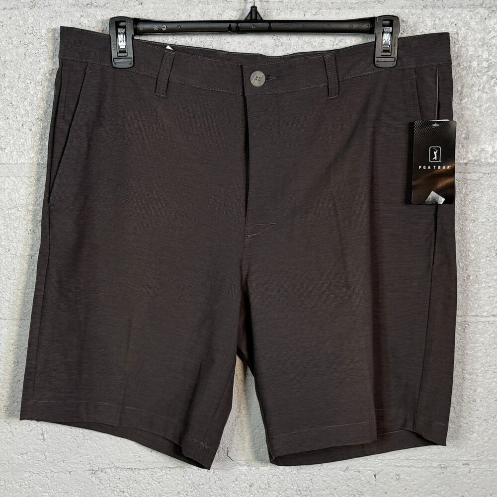 PGA Tour Men's Flat-Front 4-Way Stretch 9" Shorts DK grey Heather, 38 $68
